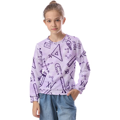 Science Research Curious Search Inspect Scientific Kids  Long Sleeve Tee With Frill  by Uceng