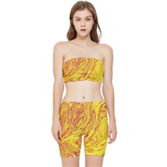 Red Yellow Abstract Wallpapers Abstracts Liquids Stretch Shorts And Tube Top Set by Uceng