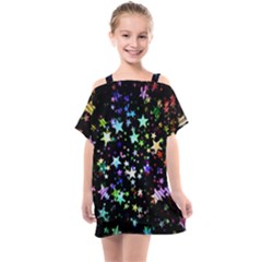 Christmas Star Gloss Lights Light Kids  One Piece Chiffon Dress by Uceng