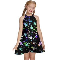 Christmas Star Gloss Lights Light Kids  Halter Collar Waist Tie Chiffon Dress by Uceng