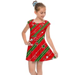 Christmas Paper Star Texture Kids  Cap Sleeve Dress by Uceng