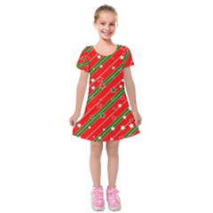 Christmas Paper Star Texture Kids  Short Sleeve Velvet Dress by Uceng