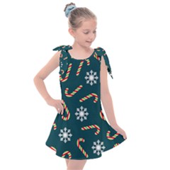 Christmas Seamless Pattern With Candies Snowflakes Kids  Tie Up Tunic Dress by Uceng