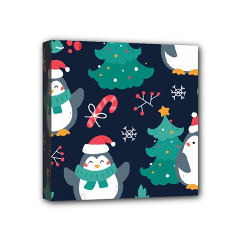 Colorful Funny Christmas Pattern Mini Canvas 4  X 4  (stretched) by Uceng