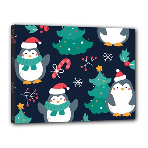 Colorful Funny Christmas Pattern Canvas 16  X 12  (stretched) by Uceng