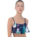 Colorful Funny Christmas Pattern Frill Bikini Top View1