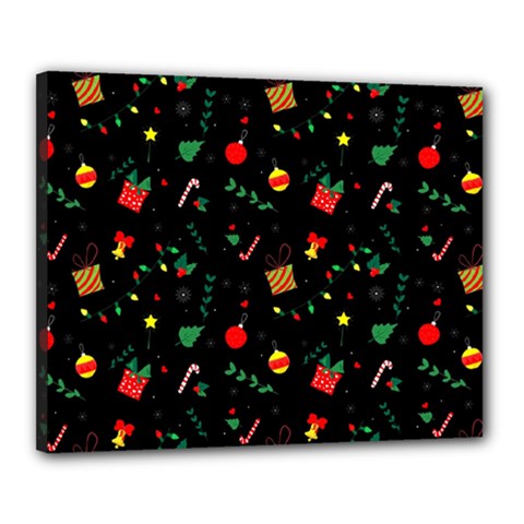 Christmas Pattern Texture Colorful Wallpaper Canvas 20  X 16  (stretched) by Uceng