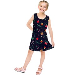 Christmas Pattern Texture Colorful Wallpaper Kids  Tunic Dress by Uceng