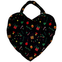 Christmas Pattern Texture Colorful Wallpaper Giant Heart Shaped Tote by Uceng