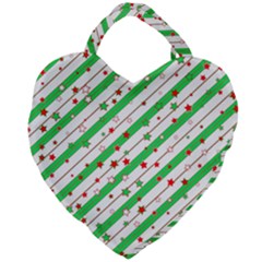 Christmas Paper Stars Pattern Texture Background Colorful Colors Seamless Giant Heart Shaped Tote by Uceng