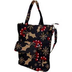 Christmas Pattern With Snowflakes Berries Shoulder Tote Bag by Uceng