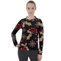 Christmas Pattern With Snowflakes Berries Women s Pique Long Sleeve Tee View1