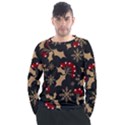 Christmas Pattern With Snowflakes Berries Men s Long Sleeve Raglan Tee View1