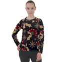 Christmas Pattern With Snowflakes Berries Women s Long Sleeve Raglan Tee View1