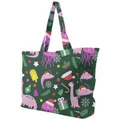 Dinosaur Colorful Funny Christmas Pattern Simple Shoulder Bag by Uceng