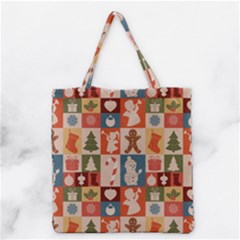 Cute Christmas Seamless Pattern Vector  - Grocery Tote Bag by Uceng