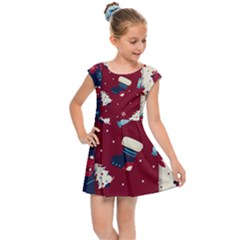 Flat Design Christmas Pattern Collection Art Kids  Cap Sleeve Dress by Uceng