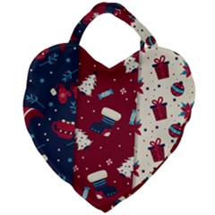 Flat Design Christmas Pattern Collection Art Giant Heart Shaped Tote by Uceng