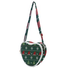 Beautiful Knitted Christmas Pattern Heart Shoulder Bag by Uceng