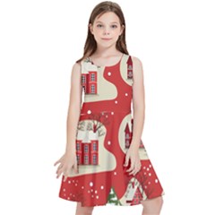 Christmas New Year Seamless Pattern Kids  Skater Dress by Uceng