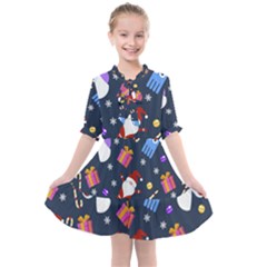 Colorful Funny Christmas Pattern Kids  All Frills Chiffon Dress by Uceng