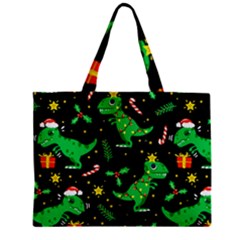 Christmas Funny Pattern Dinosaurs Zipper Mini Tote Bag by Uceng