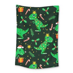 Christmas Funny Pattern Dinosaurs Small Tapestry by Uceng