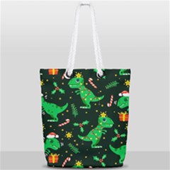 Christmas Funny Pattern Dinosaurs Full Print Rope Handle Tote (small) by Uceng