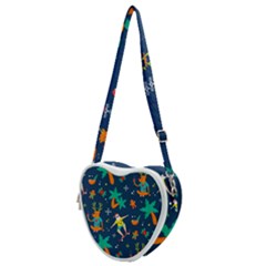 Colorful Funny Christmas Pattern Heart Shoulder Bag by Uceng