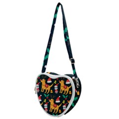 Funny Christmas Pattern Background Heart Shoulder Bag by Uceng