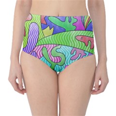 Colorful Stylish Design Classic High-waist Bikini Bottoms by gasi