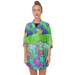 Colorful Stylish Design Half Sleeve Chiffon Kimono by gasi