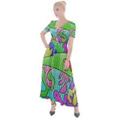 Colorful Stylish Design Button Up Short Sleeve Maxi Dress by gasi