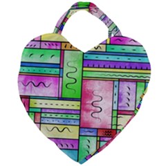 Colorful Pattern Giant Heart Shaped Tote by gasi