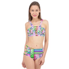 Colorful Pattern Cage Up Bikini Set by gasi