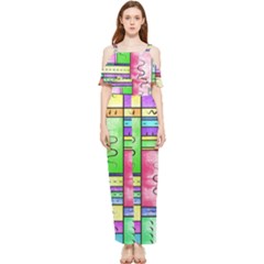 Colorful Pattern Draped Sleeveless Chiffon Jumpsuit by gasi