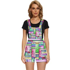 Colorful Pattern Short Overalls by gasi