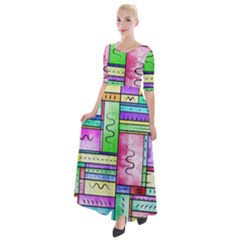 Colorful Pattern Half Sleeves Maxi Dress by gasi