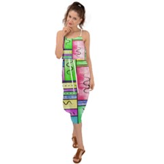 Colorful Pattern Waist Tie Cover Up Chiffon Dress by gasi