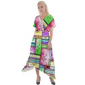 Colorful pattern Cross Front Sharkbite Hem Maxi Dress View1