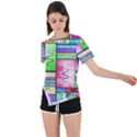 Colorful pattern Asymmetrical Short Sleeve Sports Tee View1