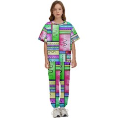 Colorful Pattern Kids  Tee And Pants Sports Set by gasi