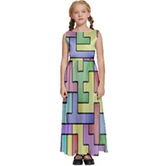 Colorful Stylish Design Kids  Satin Sleeveless Maxi Dress by gasi