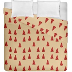 Red Christmas Tree Brown Duvet Cover Double Side (king Size) by TetiBright