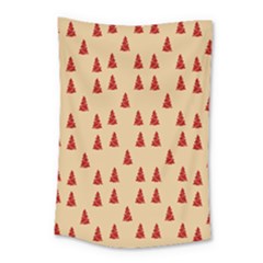 Red Christmas Tree Brown Small Tapestry by TetiBright