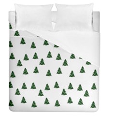 Green Christmas Trees White Duvet Cover (queen Size) by TetiBright