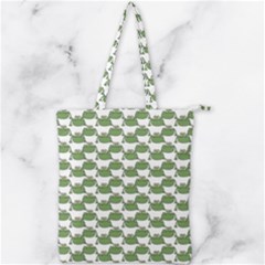 Funny Frog Cartoon Drawing Motif Pattern Double Zip Up Tote Bag by dflcprintsclothing