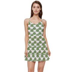 Funny Frog Cartoon Drawing Motif Pattern Short Frill Dress by dflcprintsclothing