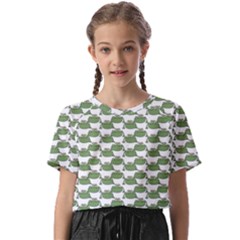 Funny Frog Cartoon Drawing Motif Pattern Kids  Basic Tee by dflcprintsclothing