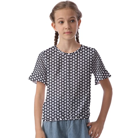 Abstract Background Pattern Geometric Kids  Cuff Sleeve Scrunch Bottom Tee by Ravend